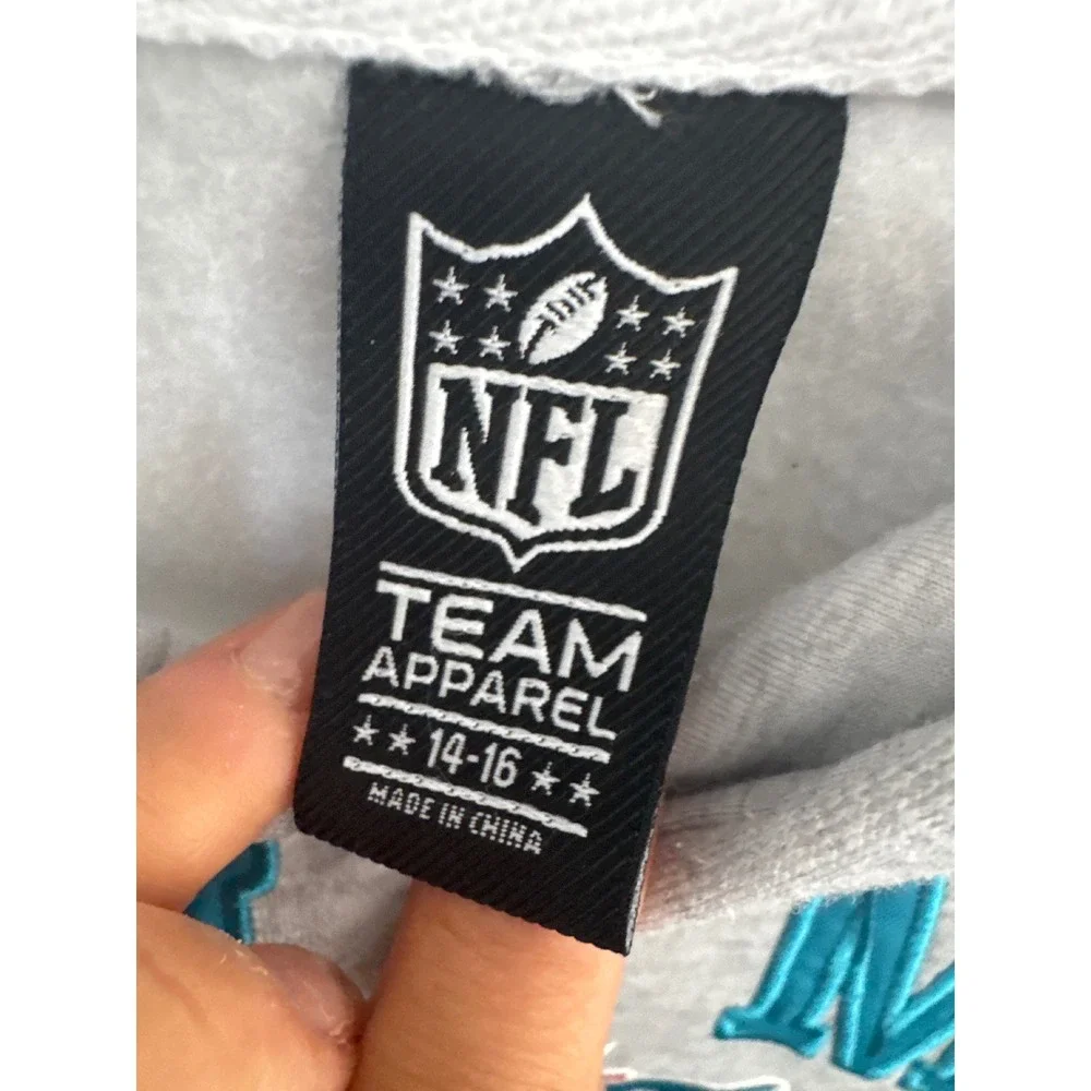 Licensed NFL Miami Dolphins Embroidered Youth Gray Pullover Hoodie size 14-16